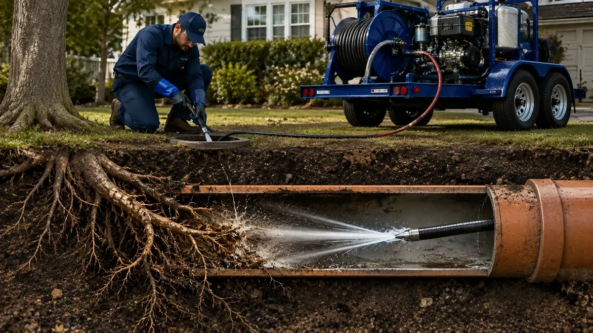 Tree Root Removal with Hydro Jetting in Woodland Hills